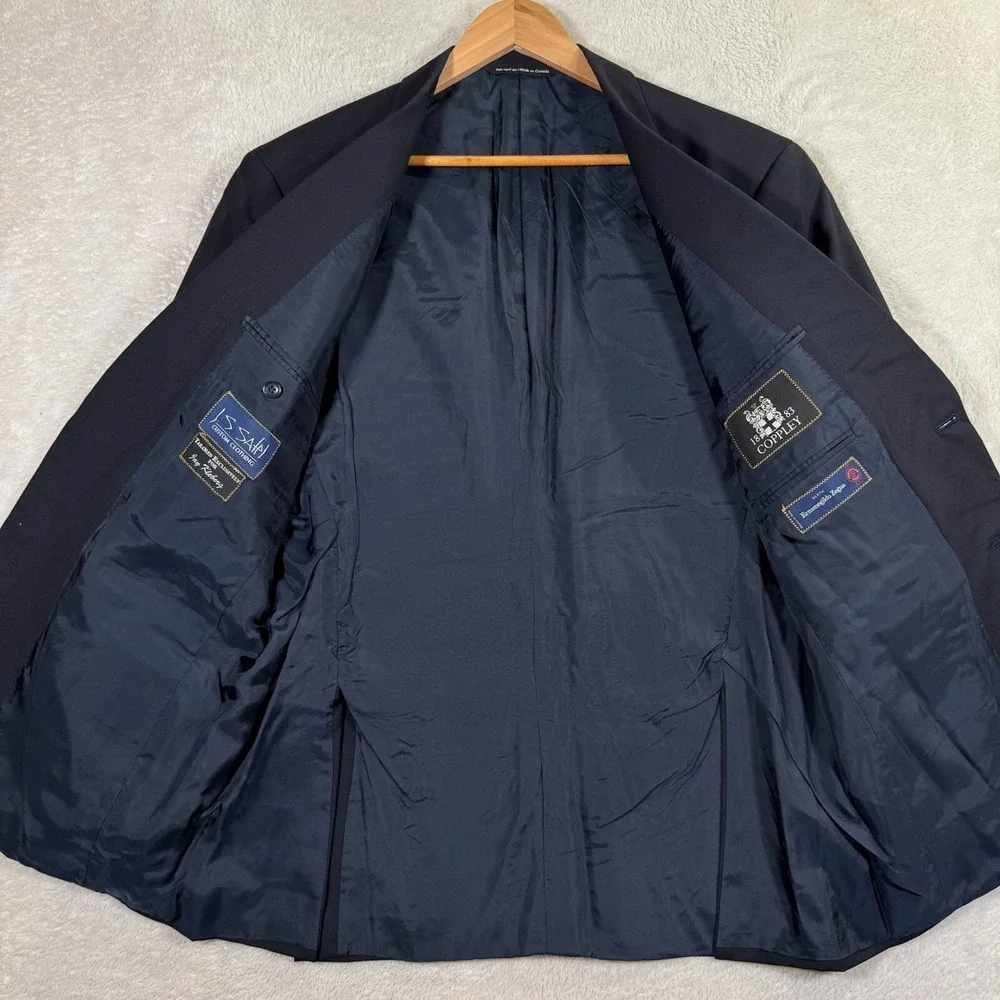 Vintage Coppley 1883 Ermenegildo Zegna Mens 42R Blazer Jacket Navy Preppy Casual